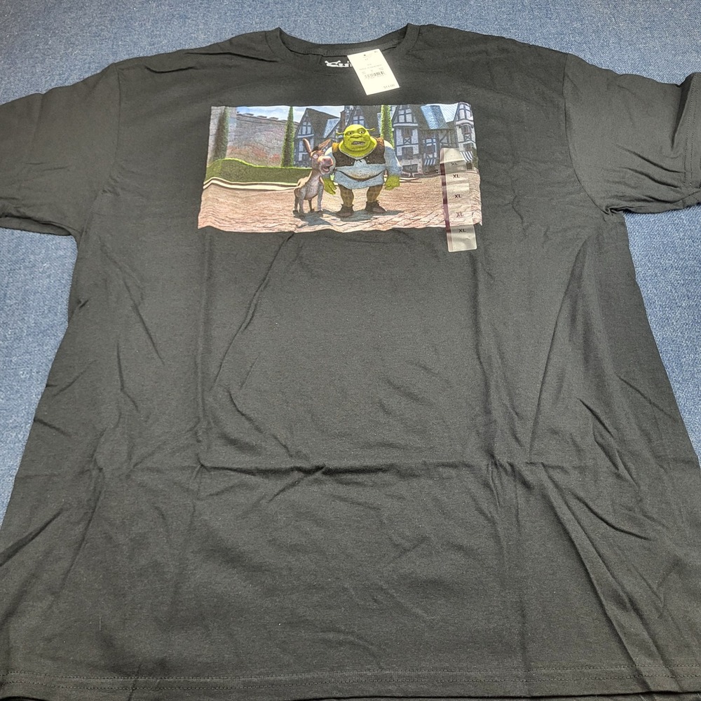 Shrek and Donkey Graphic T-Shirt Mens XL Black Dreamworks Movie Tee